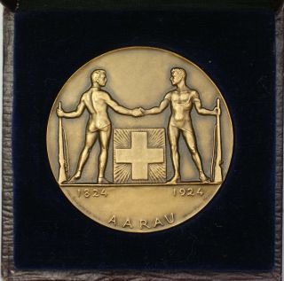 1924 Aarau Switzerland Swiss Shooting Medal R45 In Case