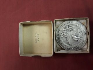 1966 State Of Indiana Sesquicentennial 999 Silver Medal 52gr W/box,  Medallic Art