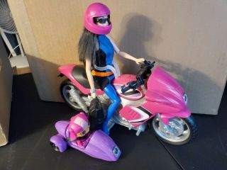 Barbie Spy Squad Renee Figure W/ Motorcycle & Pink Dog
