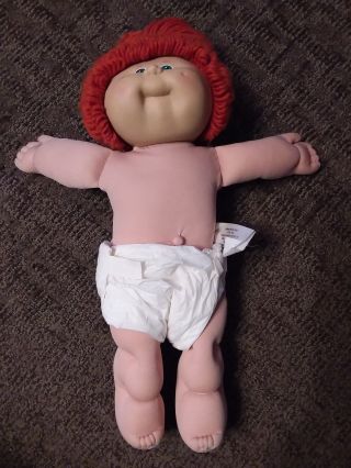 Vintage 1978,  1982 Cabbage Patch Kids: Red Hair,  Green Eyes,  One Dimple & Diaper