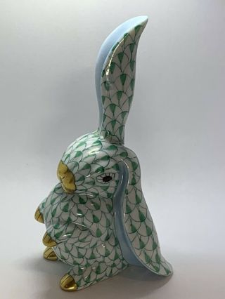 Herend Green Fishnet Bunny Rabbit Figurine,  One Ear Up 5325