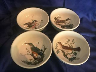Salad Bowls 5.  5 " Set Of 4 Birds Of Britain (green Band On Rim) By Portmeirion