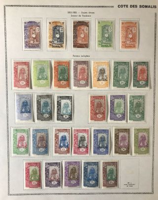 1915 - 33 Valuable Somalia Coast Stamps Lightly Hinged On Album Page