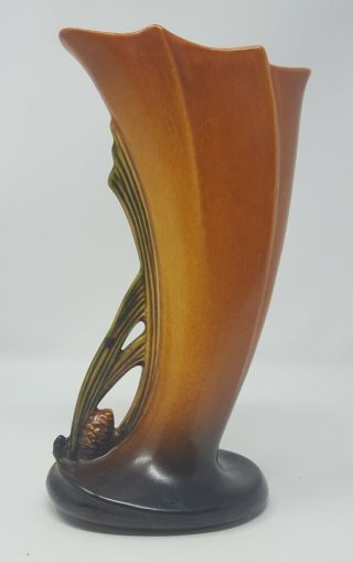 Roseville Pine Cone Modern Brown Vase 490 - 8 -