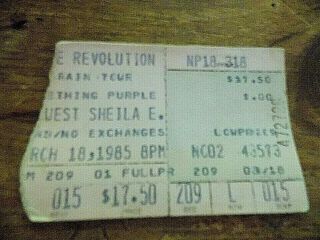 Prince & The Revolution Purple Rain Tour W/sheila E March 18,  1985 Ticket Stub