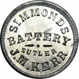 1st Kentucky Simmonds Battery Civil War Sutler Token Tin Plate Ngc Ms65