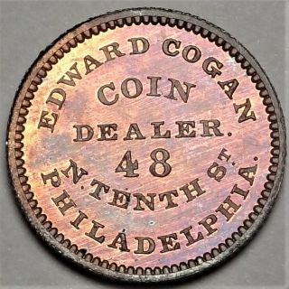 1860 Edward Cogan Store Card Miller Pa 90 Coin Dealer Philadelphia Merchant