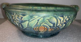 Roseville Pottery 8 1/2 " Green Baneda 232 - 6 Handled Bowl Circa 1933