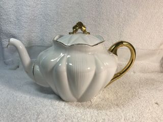 Shelley Regency Dainty White Gold Trim Teapot And Lid