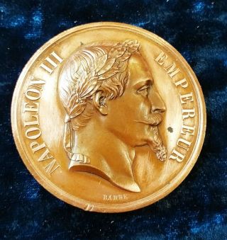 1868 Napoleon Iii Art Nouveau French Cooper Medal By Barre