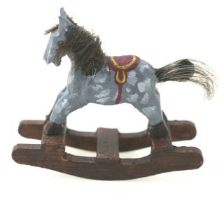 Hand Painted Rocking Horse Ooak Dollhouse Miniature 1:12