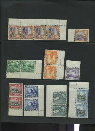 Cyprus 1938 Selection Of Marginal Pairs Etc Hinged Only In Margin Stamps Nh