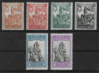 Italy 1928 Lh Set Of 6 Stamps Perf 14 Sass 233 - 238 Cv €180 Vf