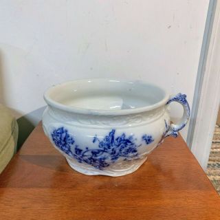 Antique W.  H.  Grindley Flow Blue “may” Chamber Pot