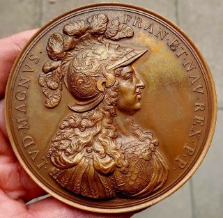 Xrare French Historical Bronze Medal Louis Xiv - Nec Pluribus Impar By Varin