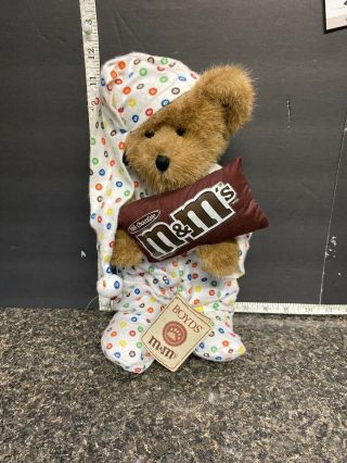 Vintage Collectible 12” M&m’s Boyds Bear In Pajamas With Tags.  Style 919095.