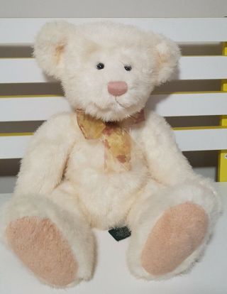Russ Berrie Teddy Bear Tallulah Floral Ribbon 40cm Tall White Bear