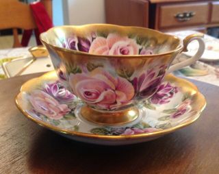Royal Albert Pink Purple Roses Tea Cup & Saucer Summer Bounty Series Amethyst