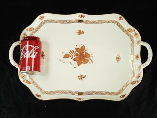 Herend Chinese Bouquet Rust Huge Serving Tray / Platter Exc Aog 427