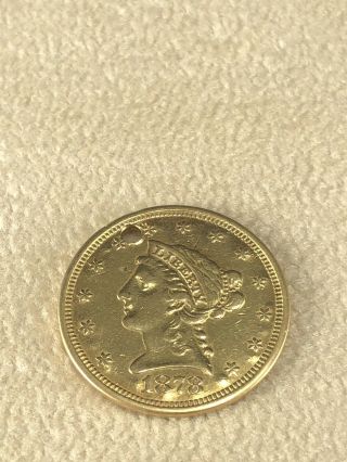 1878 $2.  5 U.  S.  Liberty Head Gold Dollar Love Token.  Rare