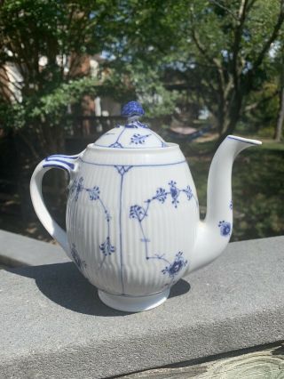 Elegant Royal Copenhagen Blue Fluted Plain Teapot 374 - 2nd