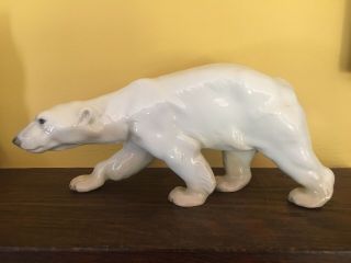 Large Copenhagen Bing & Grondahl B&g Porcelain Figurine Walking Polar Bear