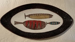 Aldo Londi Bitossi Italian Art Pottery Fish Platter Early 50s Mcm Large 18 1/2”