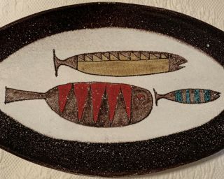 Aldo Londi Bitossi Italian Art Pottery Fish Platter Early 50s MCM LARGE 18 1/2” 3