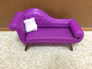 Barbie Doll Elegant Purple Sofa Chaise Couch Light Purple Fuzzy Throw Pillow