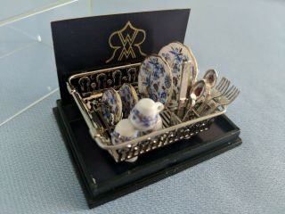 Dollhouse Miniature Reutter Porcelain Silverware Sink Drying Rack 1:12 Scale