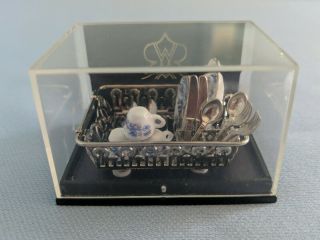 Dollhouse Miniature Reutter Porcelain Silverware Sink Drying Rack 1:12 scale 2
