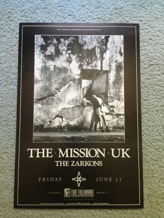 The Mission Uk Fillmore Concert Poster F28 1988 Zarkons San Francisco