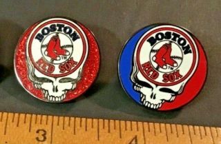 Grateful Dead Skull Pin Steal Your Face 1 In Boston Red Sox 2 Pins Baseball