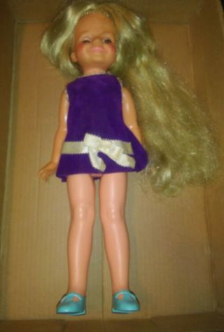 Vintage 1968 Gh - 15 - H - 157 Velvet Doll 16” Ideal Toy Blonde Hair Grow Knob Crissy