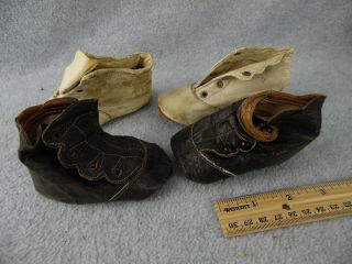 Antique Leather Doll Shoes Boots For Tlc & Restoration