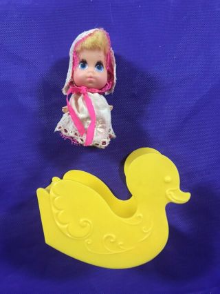 Vintage Mattel Liddle Kiddle Doll Teeter Time Yellow With Duck Cradle