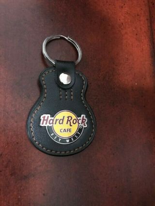 Hard Rock Cafe Key West Keychain (key - Ring) Classic Logo On Leather