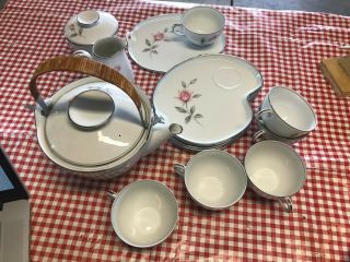 Rosemarie By Noritake Snack Plate And Tea Cup With Kettle,  Sugar Bowl,  And Cream