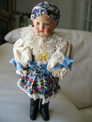 Antique Textile Dress Paper Mache Czechoslovakia Cloth Body Doll 10 