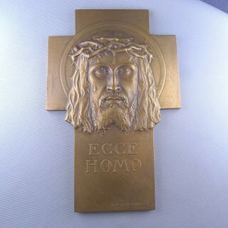 Bronze Christ Medal by G.  Prud ' homme / Jesus Antique 2