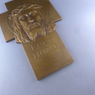 Bronze Christ Medal by G.  Prud ' homme / Jesus Antique 3