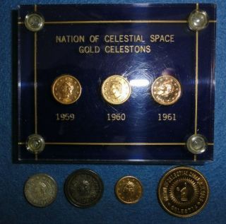 Nation Of Celestial Space,  Complete Set (7) Coins,  Celestons,  Joules,  And Erg.