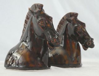 Rookwood Pottery Horse Head Bookends 6014.  Orig Mold By William Mcd.  2017