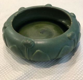 Hampshire Pottery Floral Leaf Design Bowl With Matte Green Glaze Arts & Crafts