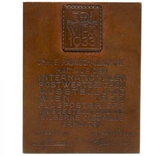 1933 Wipa Vienna International Philatelic Exhibition Bronze Tone Medal W/ Box 1