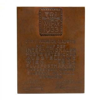 1933 Wipa Vienna International Philatelic Exhibition Bronze Tone Medal W/ Box 2