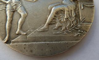 Antique French Art Nouveau Silver Plated Bronze Medal Award racing cycling 2