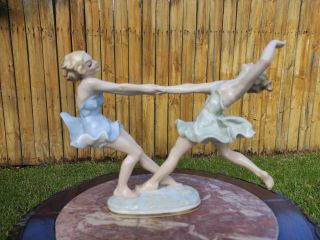 Hutschenreuther Germany " Two Dancing Sisters " Figurine Signed K Tutter