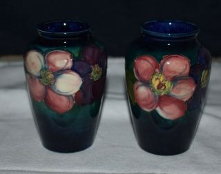 Very Rare Matched Pair Moorcroft Art Pottery Vases – Gorgeous Decoration –signed