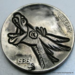 Sailor Jerry ' Ass ' Hand Carved 1937 Hobo Nickel by Shaun Hughes Add yor own word 3